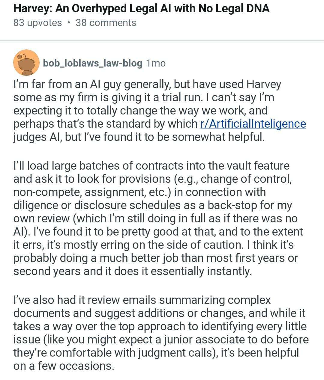 Harvey Ai Reddit review 2025